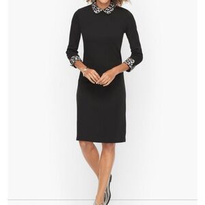 NWT Talbots Animal Print Collared Shift Dress Black Grey Women’s Size XL Petite